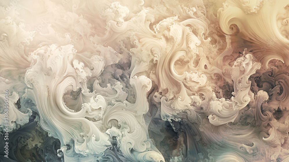 Fototapeta premium A captivating colorful abstract background created with swirling organic forms in soft muted hues to evoke emotions and inspire imagination.
