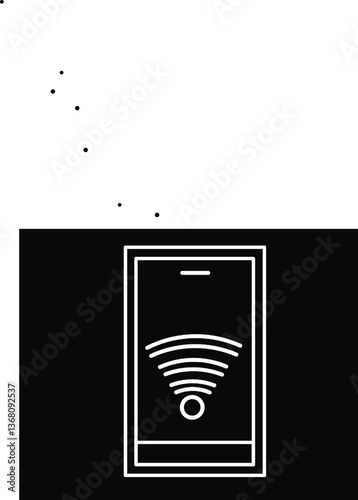 Wifi line icon vector,wifi on smartphone line icon vector, smartphone with wifi design vector on black background 