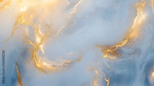 Elegant White Marble Texture with Striking Gold Veins Premium Background