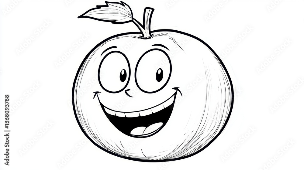 Obraz premium Cartoon Orange with a Big Smile and Playful Expression