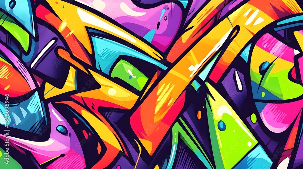 Fototapeta premium Vibrant Graffiti Background with Bold Neon Color Splashes and Urban Street Art Vibe