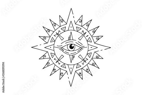 Occult Sun Compass Eye Symbolism Sacred Geometry Design Tattoo