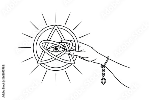 Hand, Eye, Triangle, Symbol, Circle, Sun, Chain, Mysticism, Occult, Spiritual