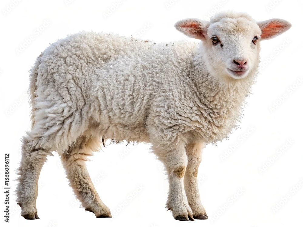 Obraz premium Cut out of young sheep isolated on transparent background 