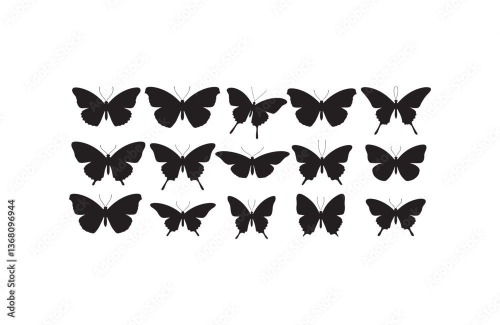 Obraz premium Black Silhouette Butterfly Shadow Art