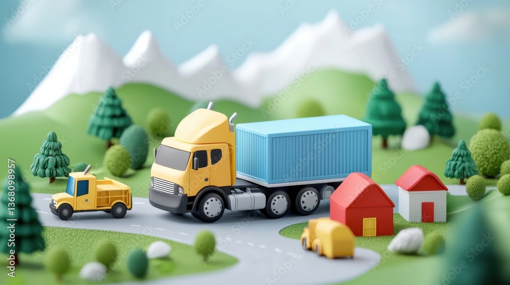 Naklejka premium Flat design logistics banner with isometric depicting supply chain optimization, distribution management, and digital technology solutions for efficient transportation, shipping, and inventory control