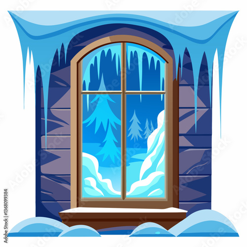 Frozen Window Vector Design for Digital Download