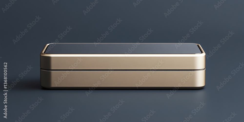 Modern Golden Box with Black Lid on Simple Background Studio Shot Modern Golden Box with Black Lid on Simple Background Studio Shot
