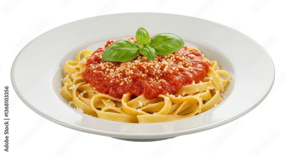 Isolated Pasta with Tomato Sauce and Basil Isolated Pasta with Tomato Sauce and Basil