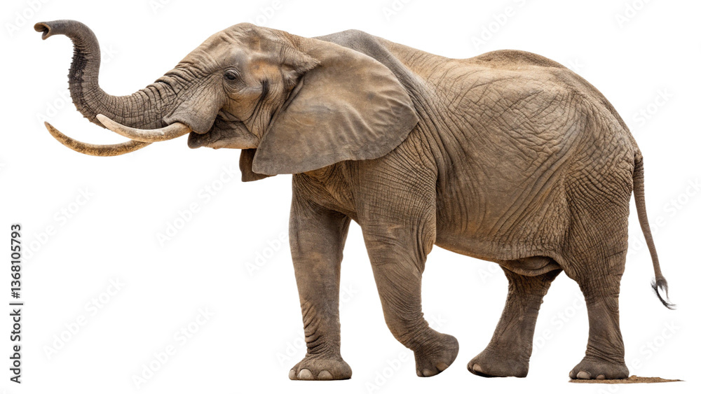 Fototapeta premium A majestic elephant standing tall with a transparent background 