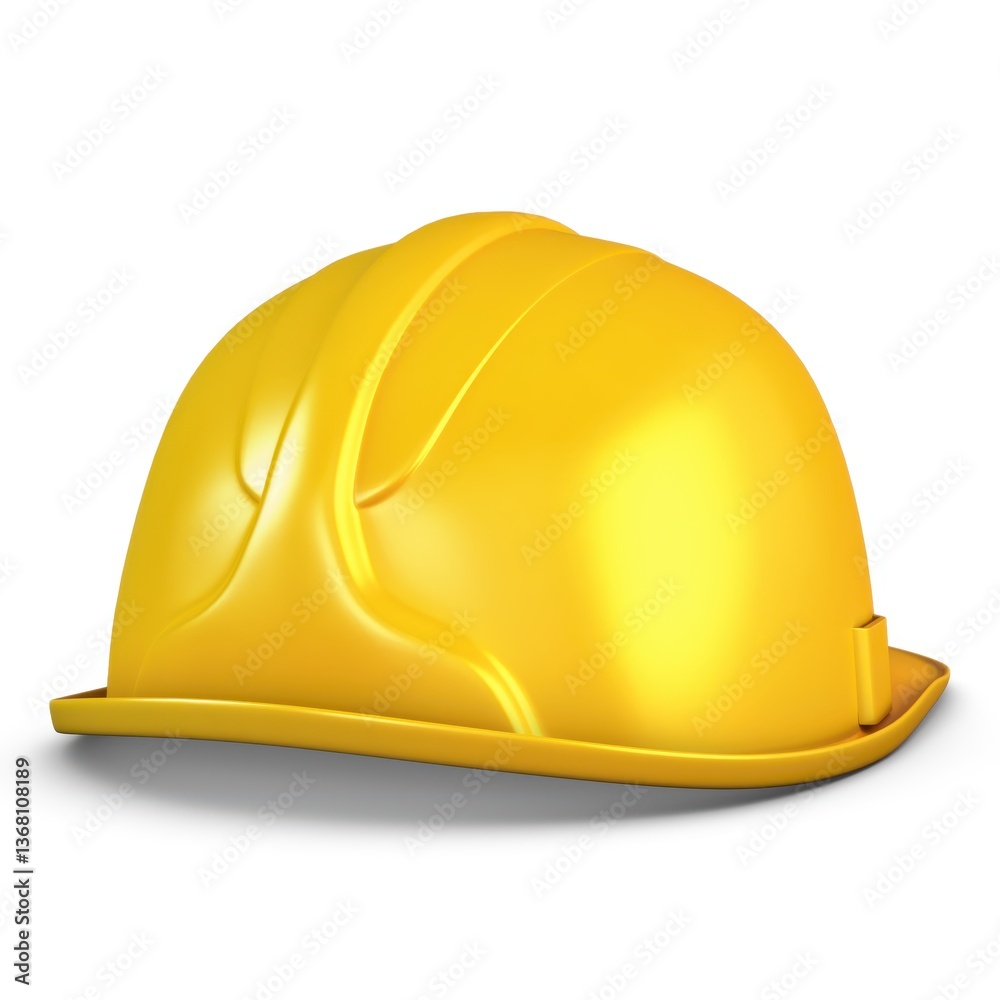 Fototapeta premium Illustration 3D Hard Hat Yellow on White Background