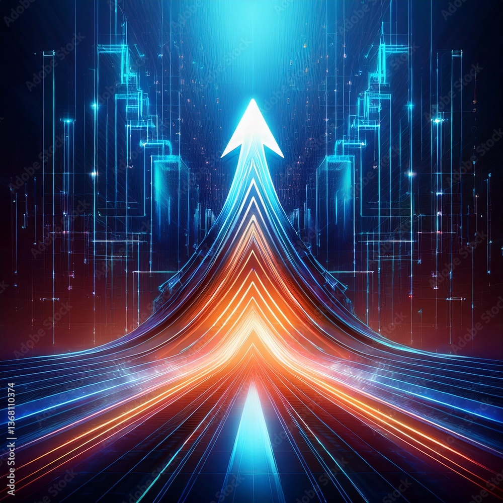 Naklejka premium creative upward arrow technology and business growth concept background