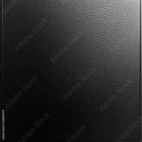 A sleek black leather cover rests elegantly against a pristine white background, showcasing its smooth texture and refined craftsmanship, perfect for a stylish notebook or journal.