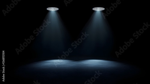 Dramatic Spotlight Flare on Dark Background with High Contrast Lighting Effect