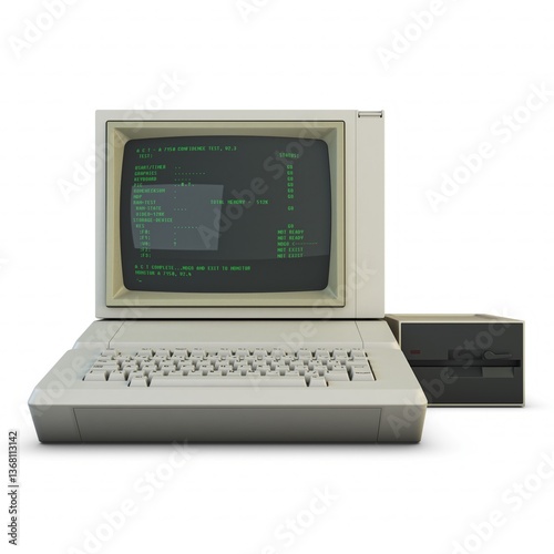 Wallpaper Mural Illustration 3D Vintage Personal Computer with Keyboard and Monitor Torontodigital.ca