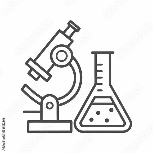 Microscope and Flask Laboratory Vector Icon.
