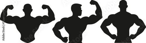 silhouette of a men bodybuilders. Body builders silhouette