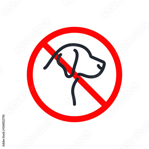 No dog or pet forbidden editable stroke outline icon isolated on transparent background flat vector illustration. Pixel perfect.