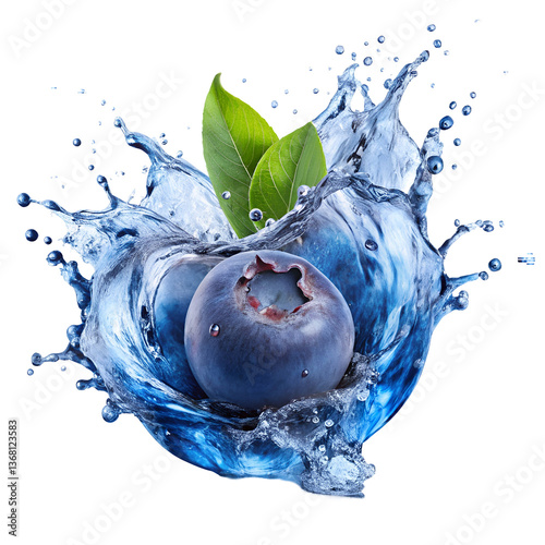 blueberry in a water splas