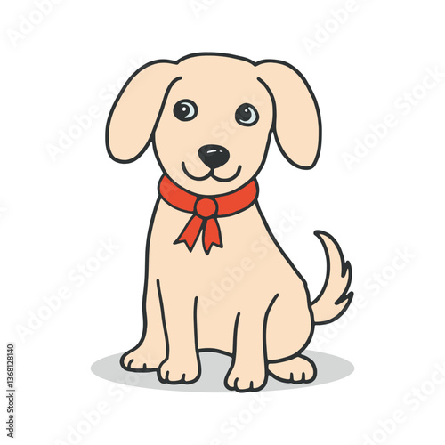 Cute dog vector illustration, simple doodle style