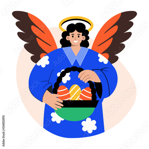 A flat style illustration showing angelic blessings 