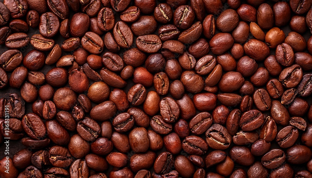 Fototapeta premium tileable roasted coffee beans texture seamless dark brown coffee background glossy espresso beans close up rich caffeine pattern high resolution coffee surface