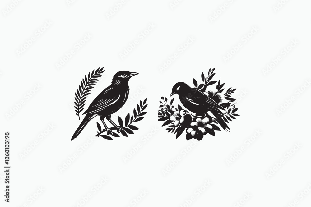 Common Myna bird vector silhouette image made by adobe illustrator. eps Common Myna bird vector silhouette image made by adobe illustrator. eps