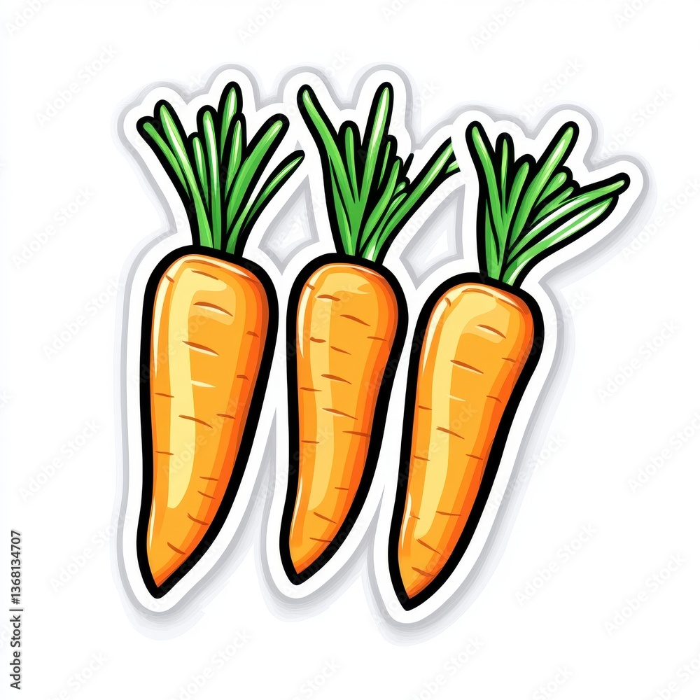 Fresh and Vibrant Carrots with Green Tops Isolated on White Background Fresh and Vibrant Carrots with Green Tops Isolated on White Background