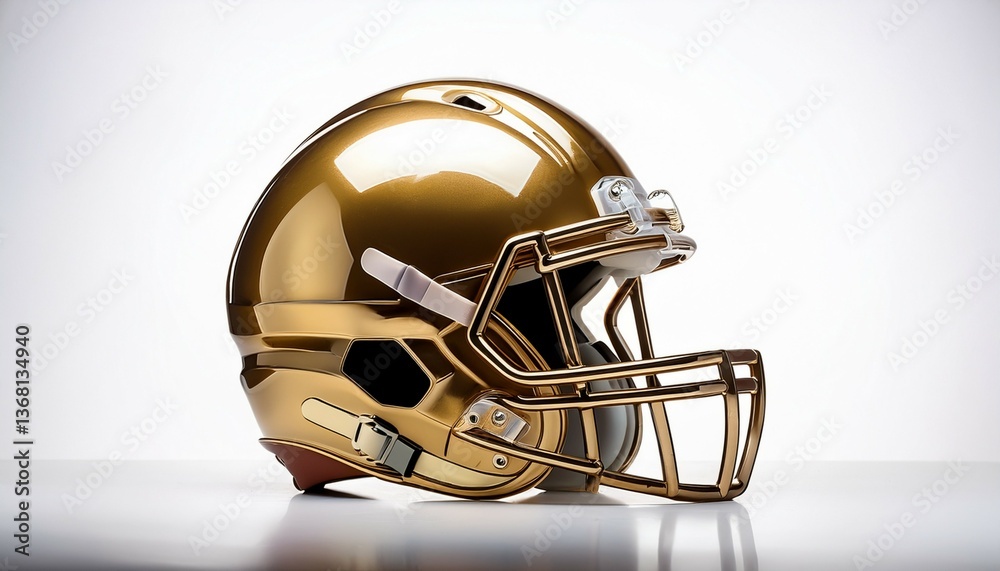 Fototapeta premium stylish gold football helmet isolated on white background perfect for sports themed projects and branding