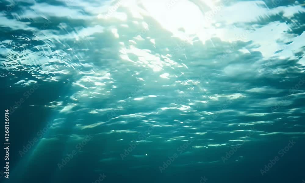 Abstract Underwater Scene Showing Light Rays And Water Surface Abstract Underwater Scene Showing Light Rays And Water Surface