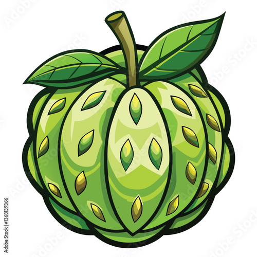 custard apple fruits vector art-illusion 