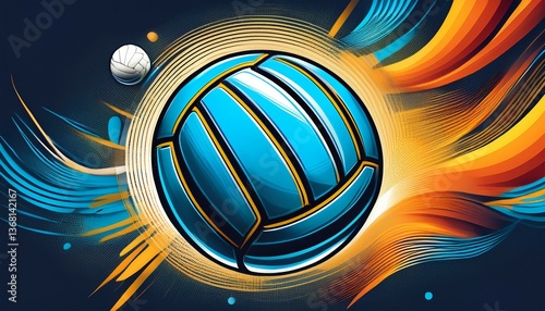 dynamic volleyball poster background with ball and copy space