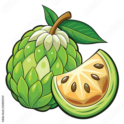 custard apple fruits vector art-illusion 