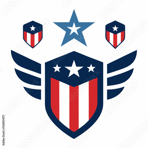 Stylized US shield emblem vector pack, great for flyers, business branding, and posters. Free Download Stylized US shield emblem vector pack, great for flyers, business branding, and posters. - GFXLoad