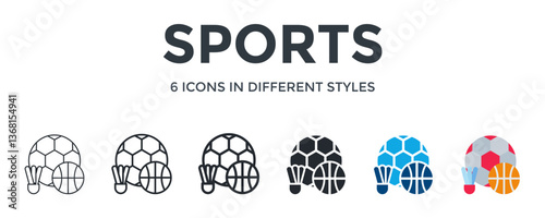 Sports  Icon In Different Style Vector Illustration. Designed In Thin Line, Regular Line, Bold Line, Glyph, Color Fill, And Flat Style Can Be Used For Web