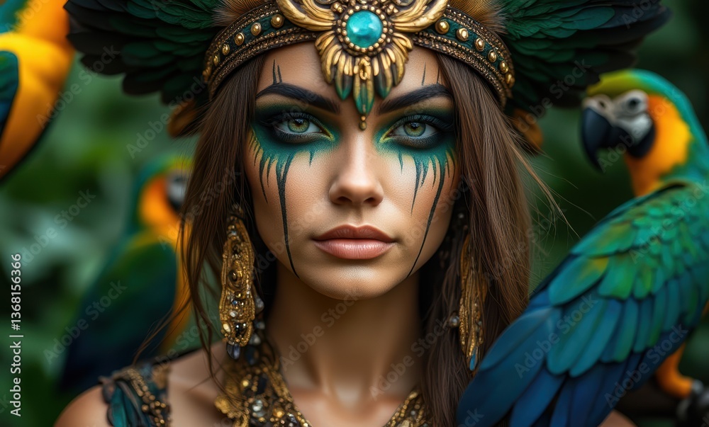 Enchanting woman with vibrant face paint Enchanting woman with vibrant face paint