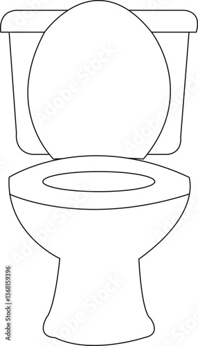 Toilet with Open Seat Outline Vector 