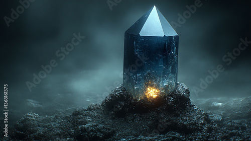 
A striking macro shot showcasing the deep hues and intricate textures of schorl black tourmaline, symbolizing protection and grounding, set against a dark, moody backdrop.

 photo