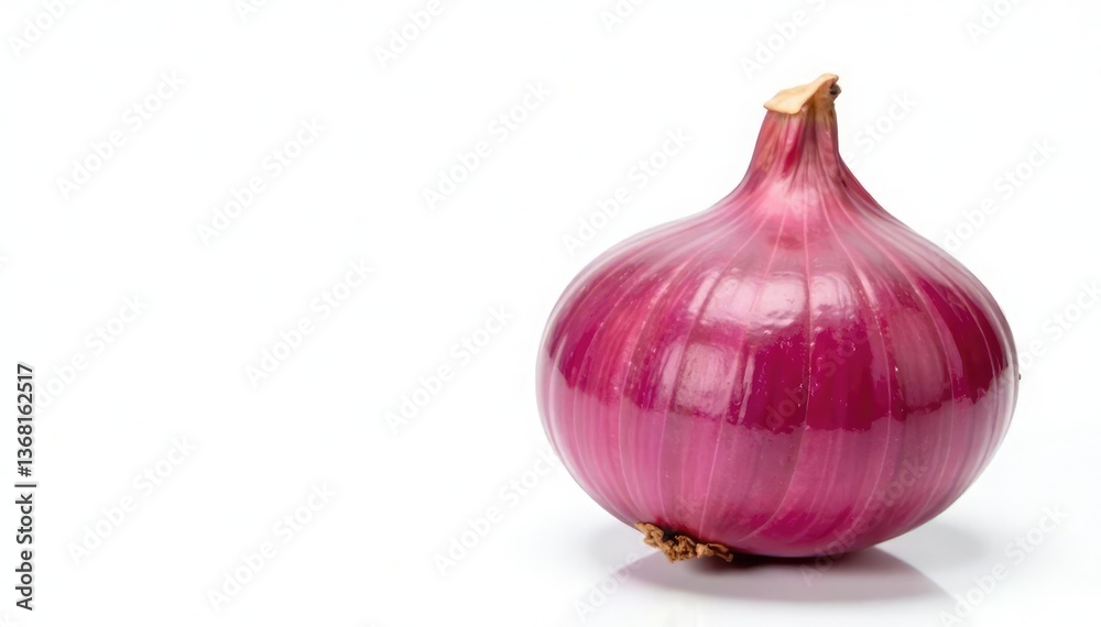 Fototapeta premium Close-up view of a red onion on white, showing texture detail, backdrop, vibrant, aroma