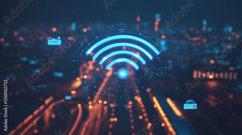5G or 6G dot line mobile technology. Wireless data network and connection technology concept. high-speed, futuristic background. vector design.