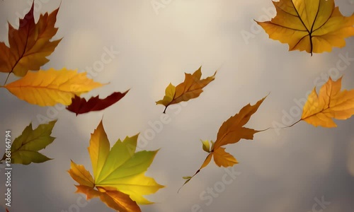 Falling Autumn Leaves Against a Soft Bokeh Background Animation