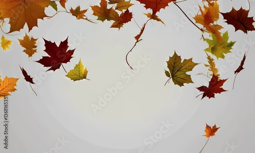 Falling Autumn Leaves Illustration Over White Background for Fall Season
