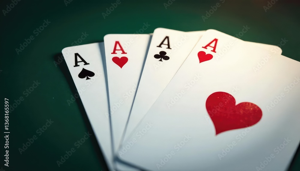 Obraz premium Four aces fanned out, showcasing their unique pattern , ace high, graphic, royal flush