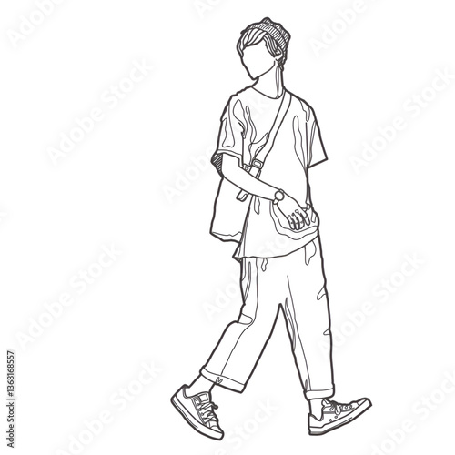 vector illustration of a young man with backpack