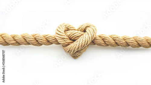 rope with love or heart knot on thite background