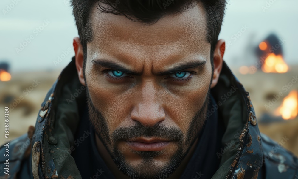 Intense man with blue eyes Intense man with blue eyes