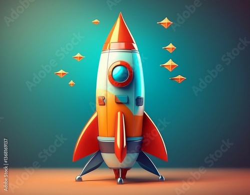 adorable 3d rocket ship symbolizing a startup concept