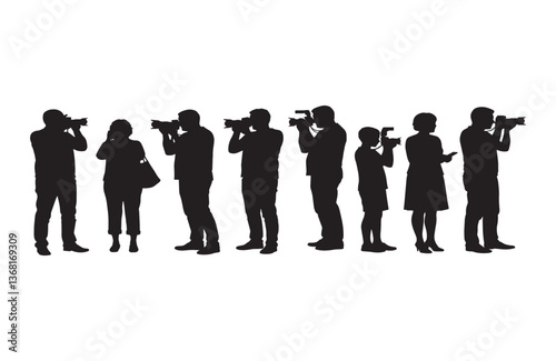 People Holding Camera in Silhouette Art