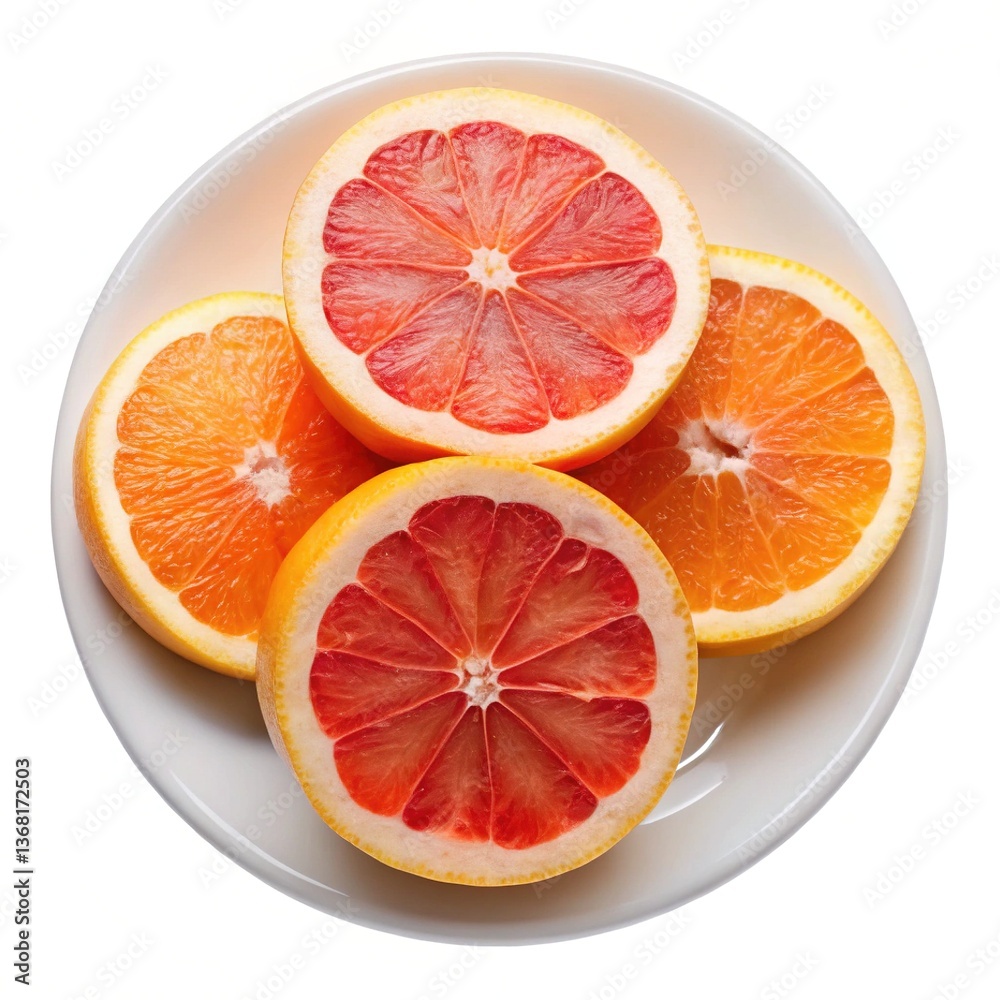 Three citrus fruits on a white plate juicy oranges and grapefruit slices breakfast snack healthy food vitamin c Three citrus fruits on a white plate juicy oranges and grapefruit slices breakfast snack healthy food vitamin c