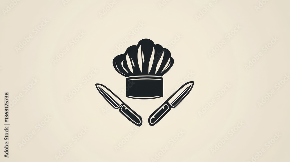 Chef logo with chef's hat and knives icons. Cooking vintage logo. Cooking Classes template logo. Label, badge for food studio, cooking courses, culinary school. Vector illustration Chef logo with chef's hat and knives icons. Cooking vintage logo. Cooking Classes template logo. Label, badge for food studio, cooking courses, culinary school. Vector illustration